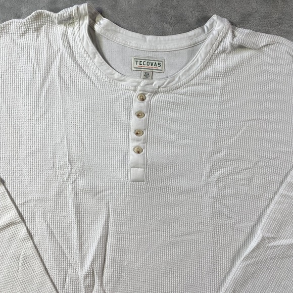 TECOVAS Henley Thermal Shirt Mens XXL White Long Sleeve Western Base Layer - Picture 3 of 11